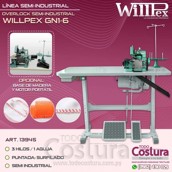 OVERLOCK SEMI-INDUSTRIAL WILLPEX GN1-6